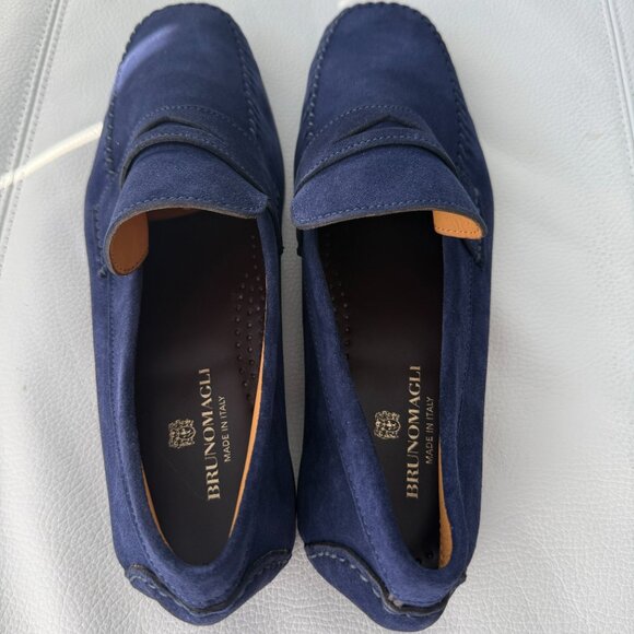 Bruno Magli Men\'s Blue Suede Shoes Lastra Unlined Loafers Made in Italy 8.5 main image 4